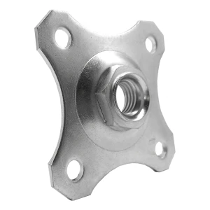 Dekorativní štítek 80×80×3 mm pod nastavitelný závěs M16 – pozinkovaný