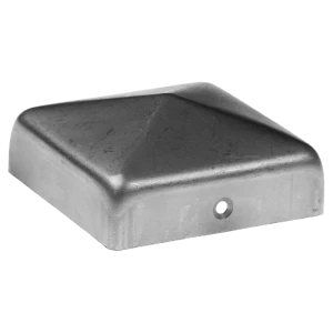 Ocelový obálkový stříšek na plotový sloupek 120×120 mm – surový