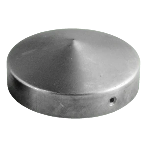 Ocelová kulatá stříška na plotový sloupek Fi 60 mm – surová