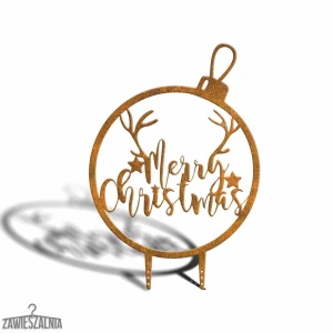 Zahradní dekorace Zawieszalnia – vánoční ozdoba Bombka Merry Christmas XL 77 cm z cortenové oceli
