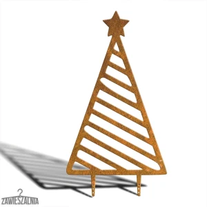 Závěsná dekorativní zahradní vánoční stromek XXL 92 cm – corten ocel, pruhovaný vzor