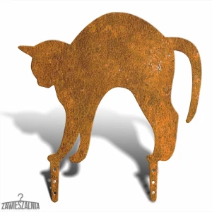 Zawieszalnia – zahradní plašič ptáků Kočka s hrbem L 38 cm, corten ocel