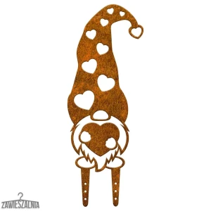 Zawieszalnia – zahradní dekorace trpaslík Śpioszek L 20×52 cm ocelový Corten
