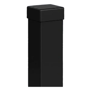 Ocelový plotový sloupek 80×80 mm černý RAL 9005 – 2,0 m s krytkou
