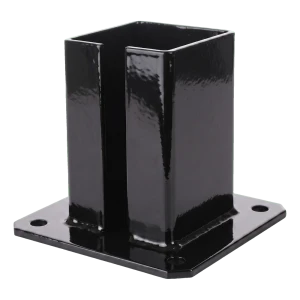 Ocelová patka pro brankový a plotový sloupek 100×100 mm, černá