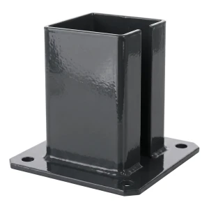 Ocelová patka pro plotový sloupek 100×100 mm – montážní patka grafit RAL 7016
