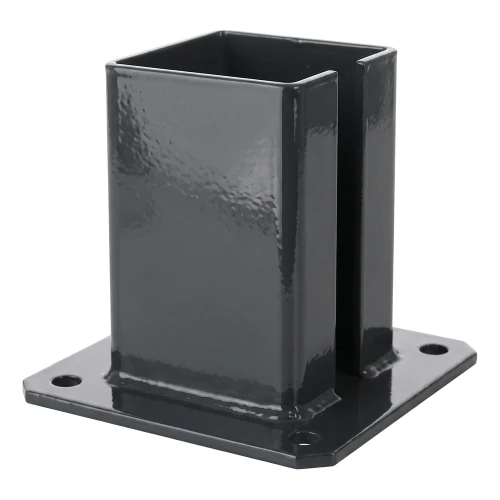 Ocelová patka pro plotový sloupek 100×100 mm – montážní patka grafit RAL 7016 000-792 (1)