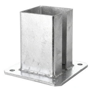 Ocelová patka pro plotový a brankový sloupek 100×100 mm, žárově zinkovaná