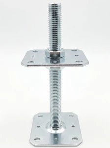 Nastavitelný patní držák sloupku 110×110 mm, závit M24 – výška 250 mm, pozinkovaný
