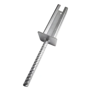 Kotevní patka plotového sloupku s tyčí 60×40 mm, Ø20 mm – pozinkovaná
