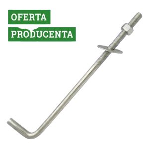 Ohnutý šroubový kotevní prvek typu L M14×400 mm – kotva pro pozednice, pozinkovaný
