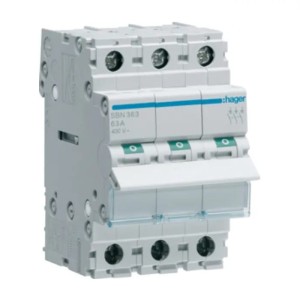 Hager Odpojovač izolačního spínače 3-fázový 3P 63A 400V AC