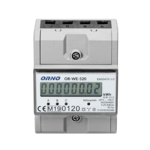 Orno Měřič elektrické energie 3-fázový 80A MID GPV-401-114