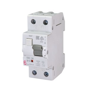 ETI Zbytkový proudový jistič s nadproudovým členem B 16A 1P+N 30mA typ AC