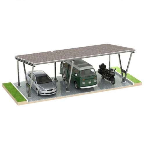 Přístřešek pro auto Fotovoltaická bouda VICA pro 3 vozidla Carport 2+1 moduly GPV-105-09 (1)