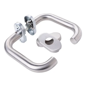 Klika Milano zaoblená s oválným štítkem nerezová