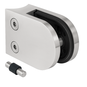 Držák skla 50x40x26 mm s pinem, sklo 6-10,76 mm, AISI 304, systém 42,4 mm, satén