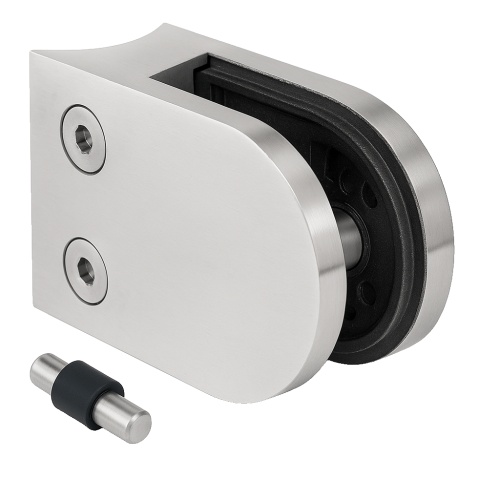 Držák skla 50x40x26 mm s pinem, sklo 6-10,76 mm, AISI 304, systém 42,4 mm, satén 000-265 (1)