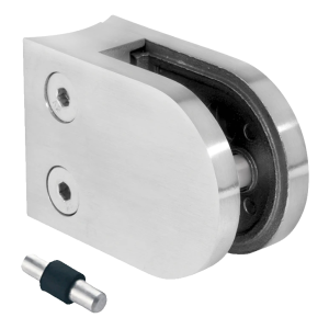 Držák skla 50x40x26 mm s pinem, sklo 6-10,76 mm, AISI 304, systém 42,4, lesk