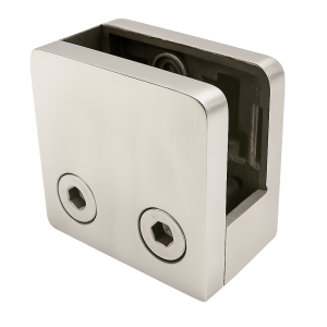 Držák skla 45x45x26 mm s konzolou pin sklo 6–10,76 mm AISI 304 plochý systém satén