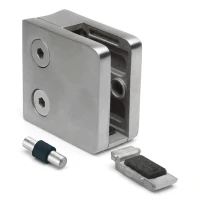 Držák skla 6-10,76 mm 45x45x26 mm konzola a pin AISI 304 systém 42,4 mm lesk