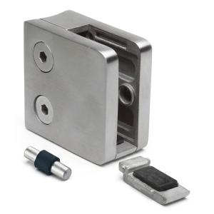 Držák skla 6-10,76 mm 45x45x26 mm pin AISI 304 systém 42,4 mm satén