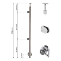 Levý koncový sloupek fi 42,4x1230mm AISI304 boční kotvení satén 000-525 (2)