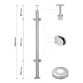 Rohový sloupek zábradlí pro sklo ø 42,4x1060/1102,4mm 4 držáky broušený 000-559 (2)