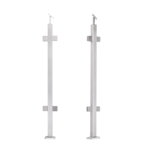 Středový sloupek zábradlí 40x40x1060/1100mm 4 držáky na sklo AISI 304