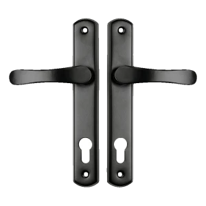 YALE dveřní klika se štítkem biszkopt černá – rozteč 90 mm