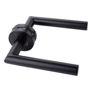 PSG Modena – černá rovná dveřní klika se ocelovým kulatým štítkem