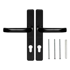 Černá dveřní klika s obdélníkovým štítkem 90 mm – hliník/znal H247