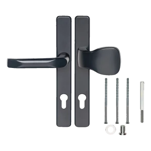 Dveřní klika s pláštěm a knoflíkem 90 mm – antracit, krytka obdélníková