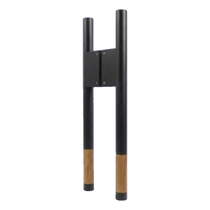 PSG dvoustranná dveřní klika kulatá 90° černá mat s dubovým dřevem 30×500 mm