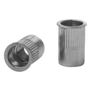 Průchozí nýtovací matice M6 A2 AISI 304 – kuželový přírubu redukovaný, drážkovaný