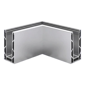 Kozza KE100 – profil U rohový vnější 90° pro celoskleněná zábradlí, hliník, matná eloxace