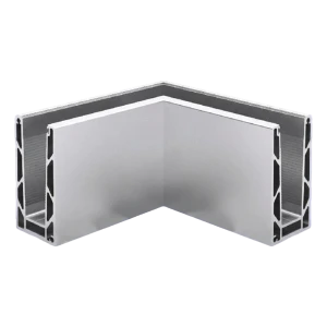 Kozza KE100 – profil U rohový vnitřní 90° pro celoskelné zábradlí, kotvení shora