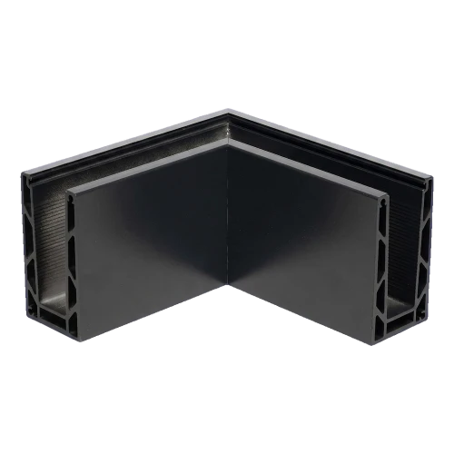 Kozza KE 100 – U profil rohový vnější 90° pro celosklené zábradlí, tmavě šedý RAL 7021 000-858 (1)