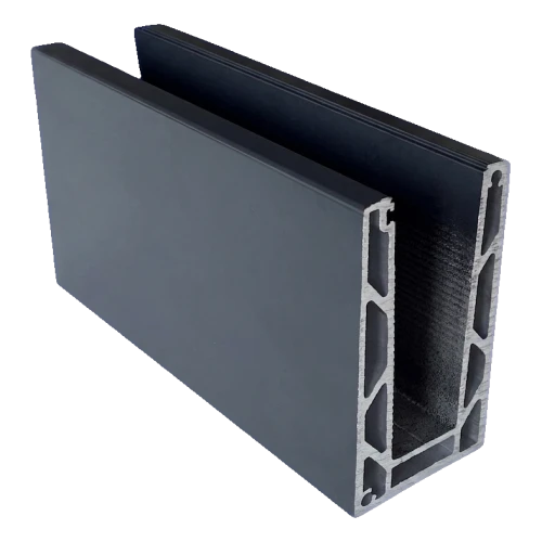 Kozza KE 100 – U profil pro celoskleněné zábradlí 5000 mm tmavě šedý 000-862 (1)