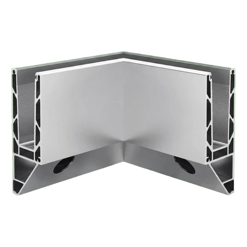 Kozza KE 120 – rohový U profil 90° vnitřní pro celosklené zábradlí, boční kotvení 000-873 (1)