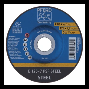 PFERD E 125-7 PSF STEEL – kotouč na broušení oceli 125 × 7,2 mm (balení 10 ks)
