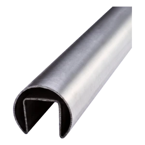 Madlo nasazené na sklo fi 42,4 mm AISI 304 satén – celoskleněné zábradlí, L=2500 mm