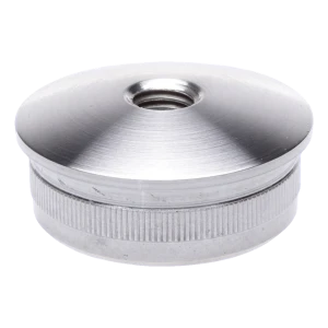 Vypuklá záslepka zatlučená do zábradlové trubky 48,3 mm se závitem M8, AISI 304 satén