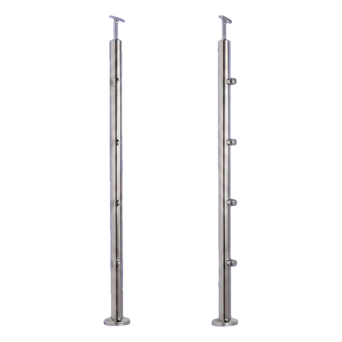 PSG průchodní zábradlový sloupek Ø42,4 mm z nerezové oceli AISI 304 – 4 držáky Ø12, montáž do podlahy 001-207 (1)