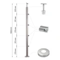 PSG průchodní zábradlový sloupek Ø42,4 mm z nerezové oceli AISI 304 – 4 držáky Ø12, montáž do podlahy 001-207 (2)